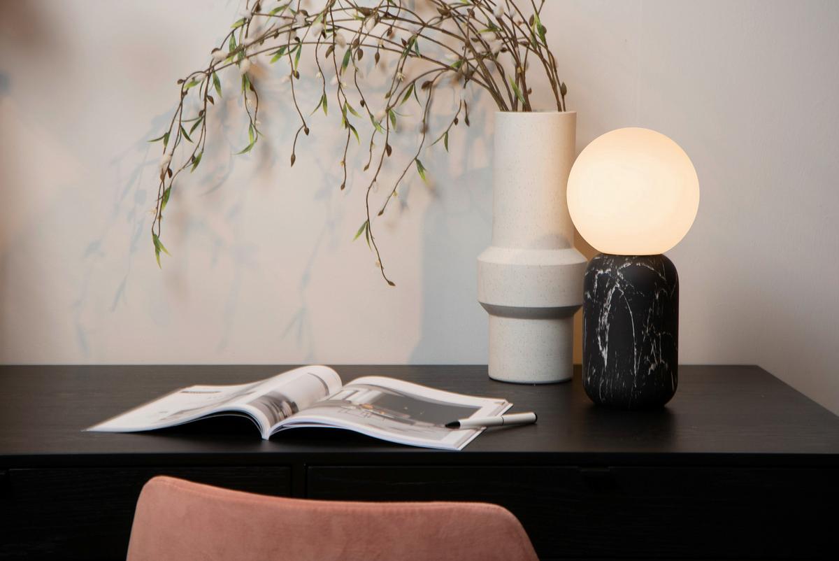 LAMPA STOŁOWA 06520/01/30 MARBOL - czarny/opal, Design, metal/szkło (15/15/32cm) - Lucide