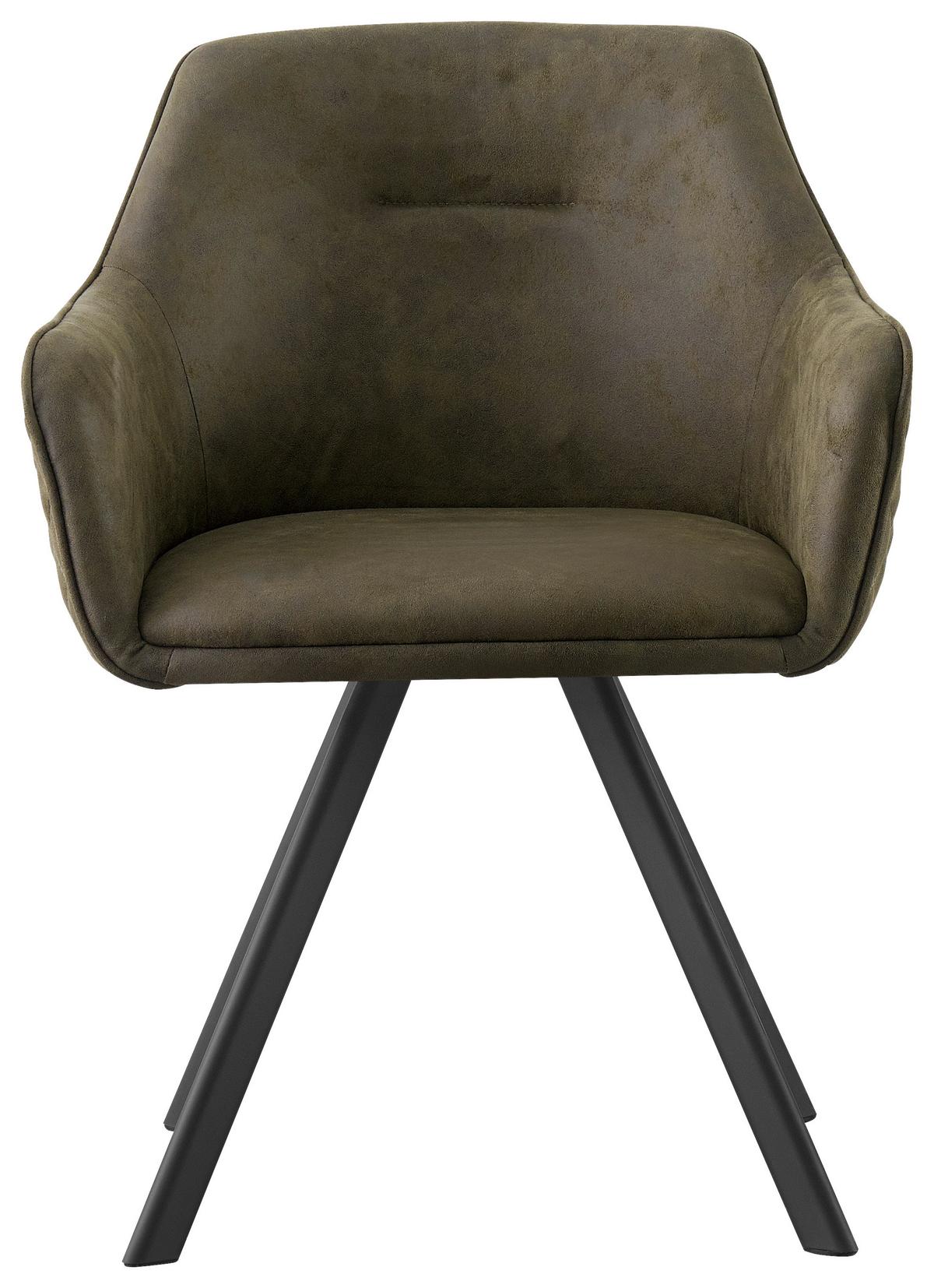 KRZESŁO Z PODŁOKIETNIKAMI MARKO - zielony/czarny, Design, metal/tkanina (58,5/78,5/60cm) - Hom`in