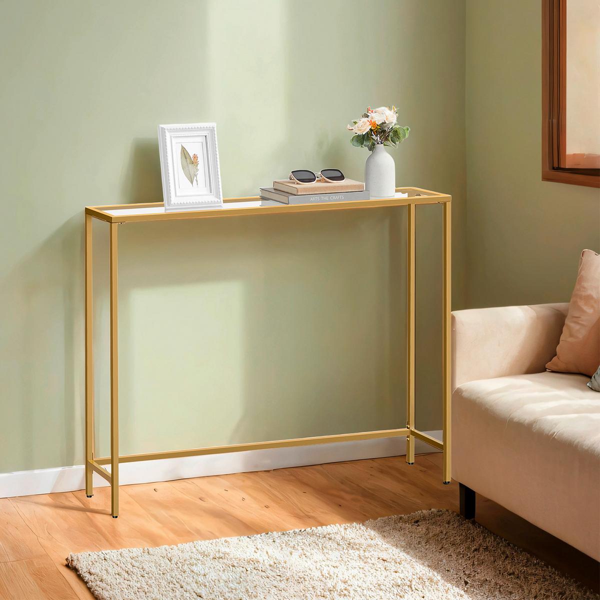 Konsolentisch in Gold ca. 100,5x80x20 cm - Goldfarben, Trend, Glas/Metall (100,5/80/20cm) - MID.YOU