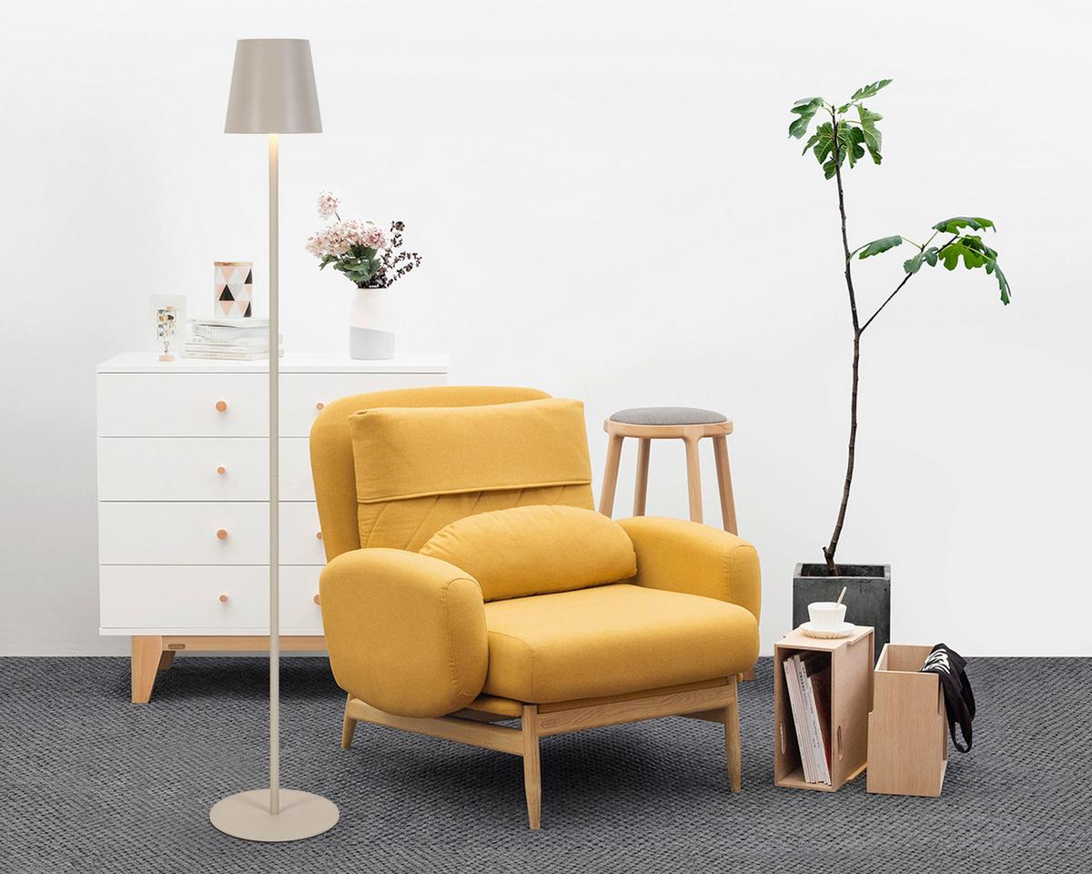 AKUMULATOROWA LAMPA STOJĄCA FORT LAUDERDALE *SBN* - kolor piaskowy, Design, tworzywo sztuczne/metal (22/130cm) - Novel