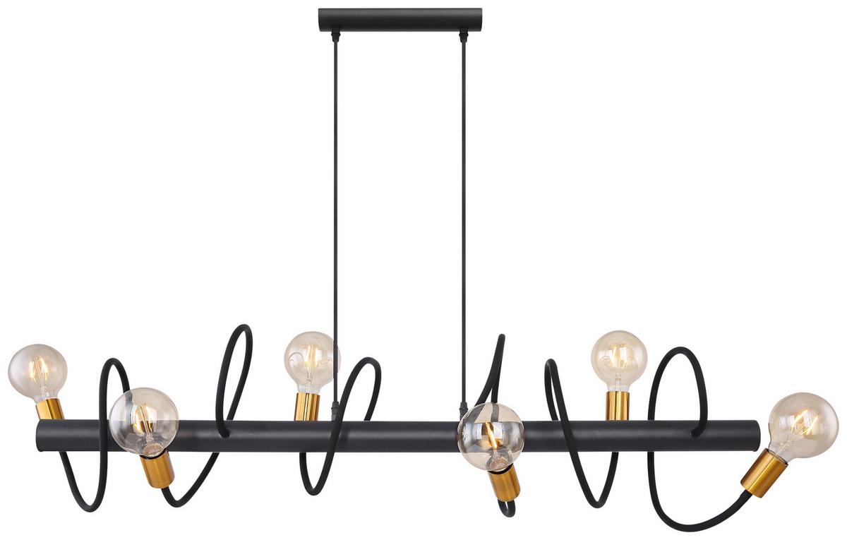 HÄNGELEUCHTE EDDY L: 230 CM GOLDFARBEN - Goldfarben/Schwarz, Basics, Metall (230/19/150cm) - Globo