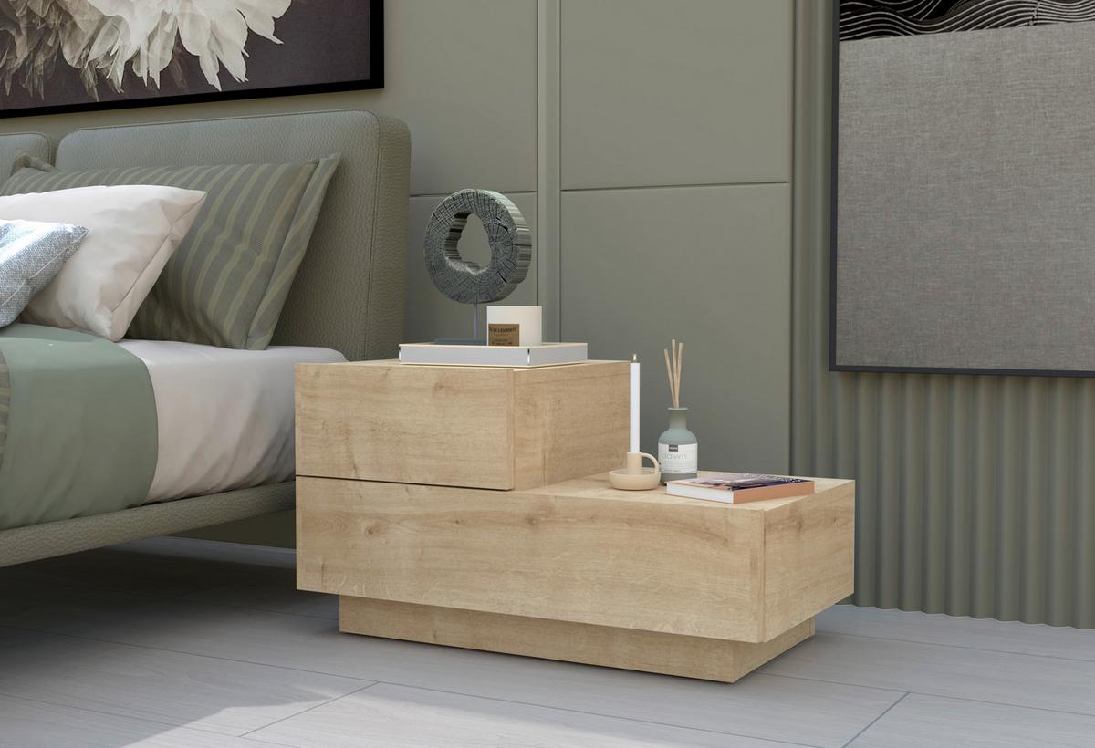 NACHTTISCH KAYRA NACHTTISCH - Eichefarben, Design, Holzwerkstoff (70/39/30cm) - Livetastic