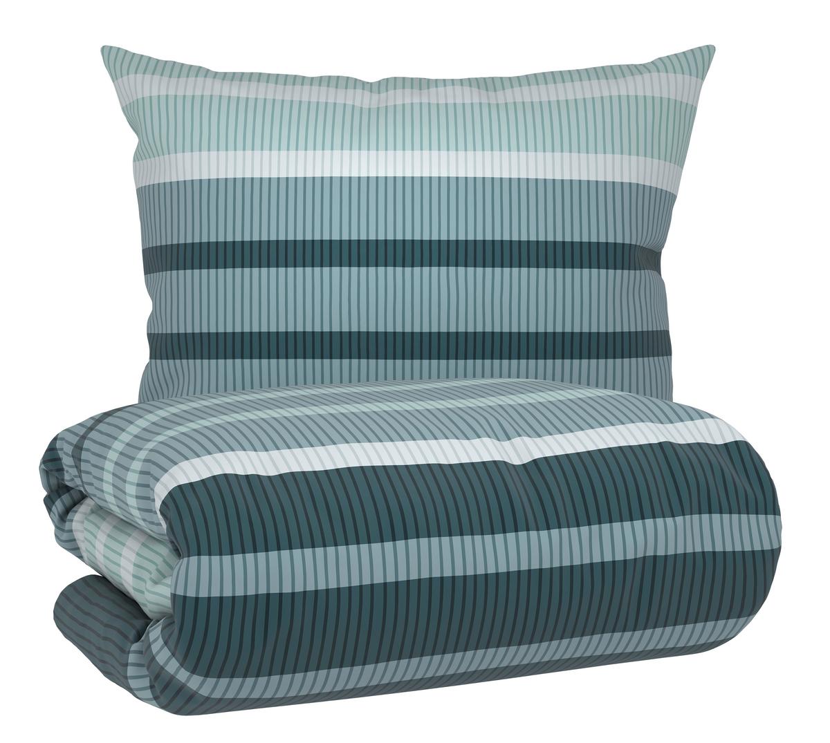 Bettwäscheset Streif - Blau/Schwarz, Konventionell, Textil (160/210cm) - Mömax