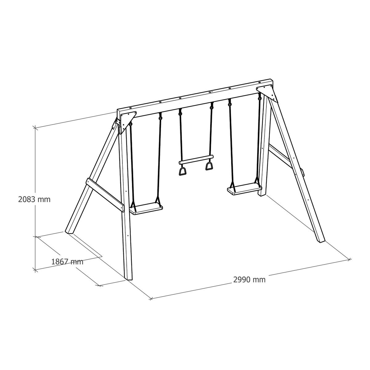 Schaukel Braun - Braun, KONVENTIONELL, Holz/Metall (186/208/299cm) - Ambia Garden