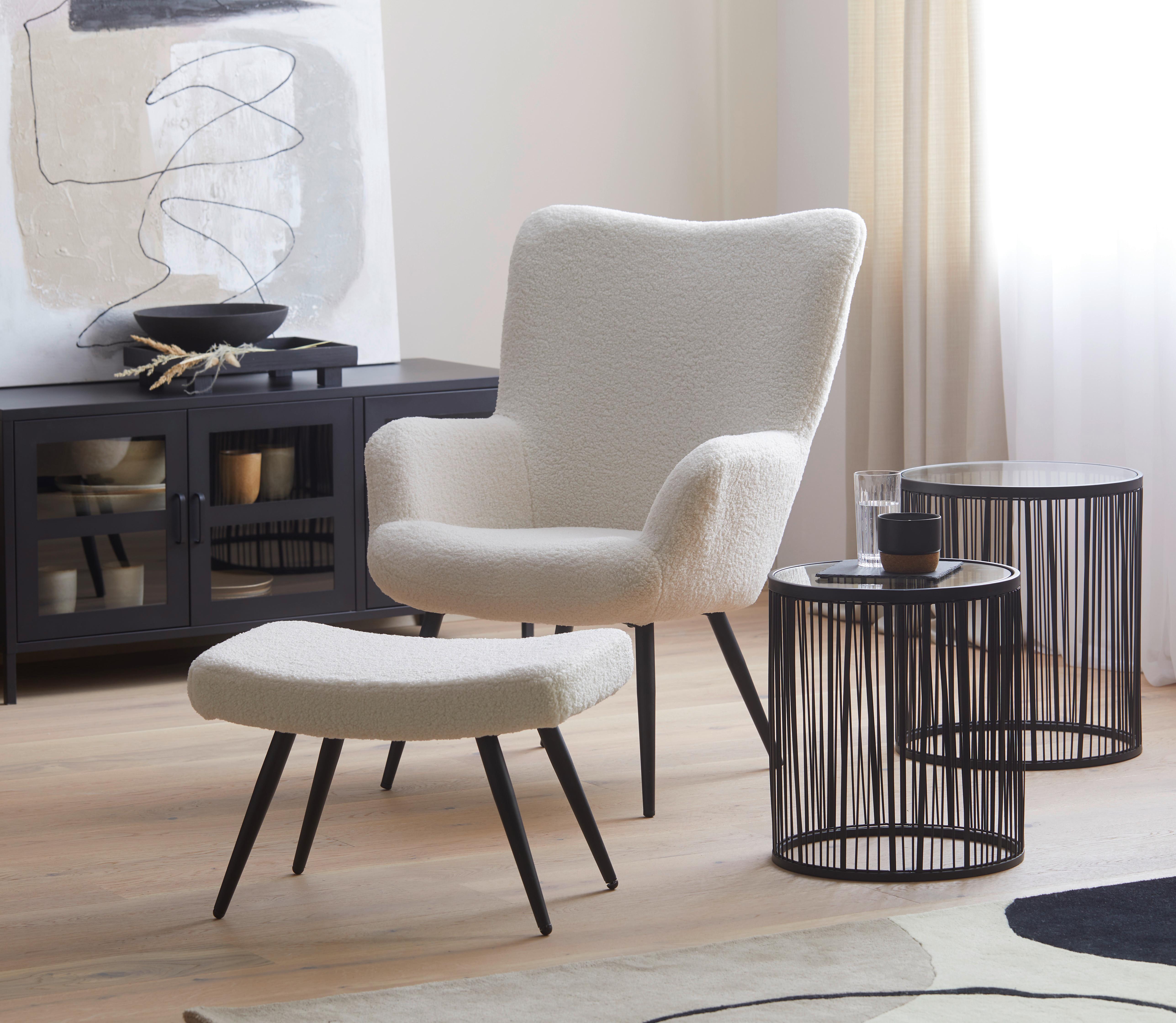 Relaxsessel in Weiss - weiss/Schwarz, Modern, Textil/Metall (73/97/80cm) - Modern Living