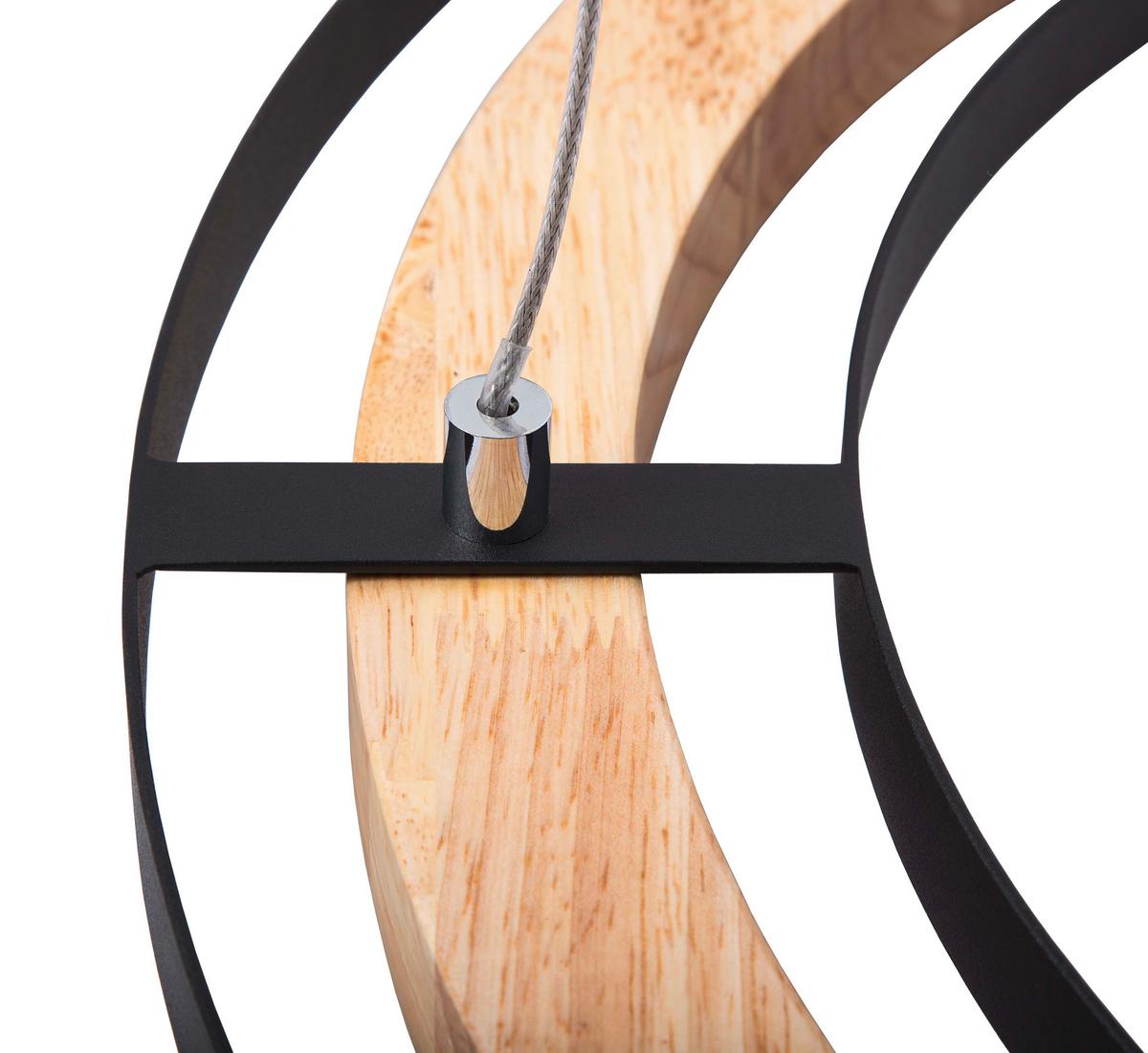 LED-HÄNGELEUCHTE 32375608X RILAS - Eichefarben/Schwarz, Design, Holz/Metall (56,5/150cm) - Globo