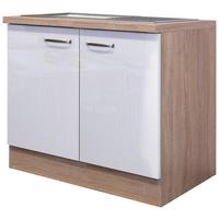 Spodnja Omarica Za Korito Valero, Bela, Barva Hrasta - barve nerjavečega jekla/bela, Konvencionalno, kovina/leseni material (100/86/57cm) - FlexWell