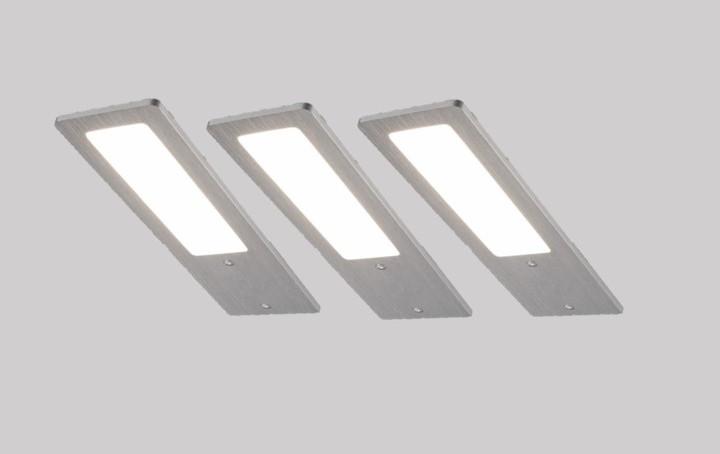 ZESTAW LAMP PODSZAFKOWYCH 6110-3 - kolor aluminiowy, Basics, metal (6/0,5/19cm)