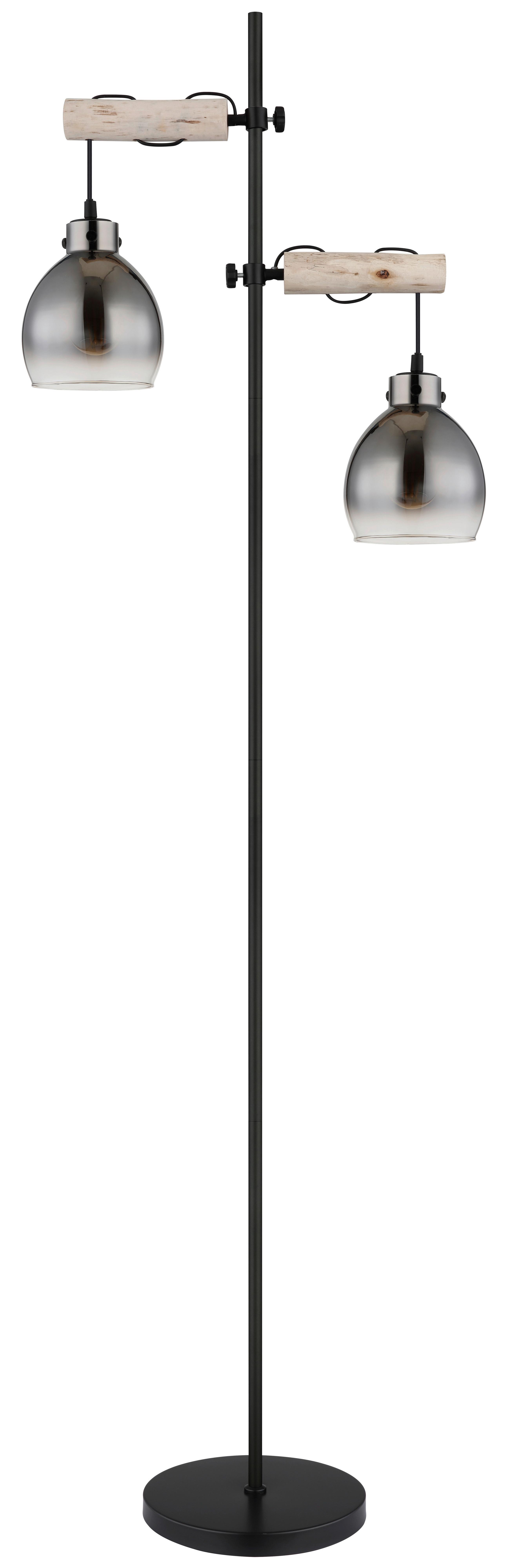 Stehleuchte Ryan Schwarz max. 40 Watt - Schwarz/Naturfarben, Natur, Glas/Holz (48/25/168cm) - Globo