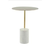 Beistelltisch Beistelltisch Oscar 400 Weiss - Weiss/Goldfarben, Design, Glas/Stein (40/54/40cm) - Kayoom