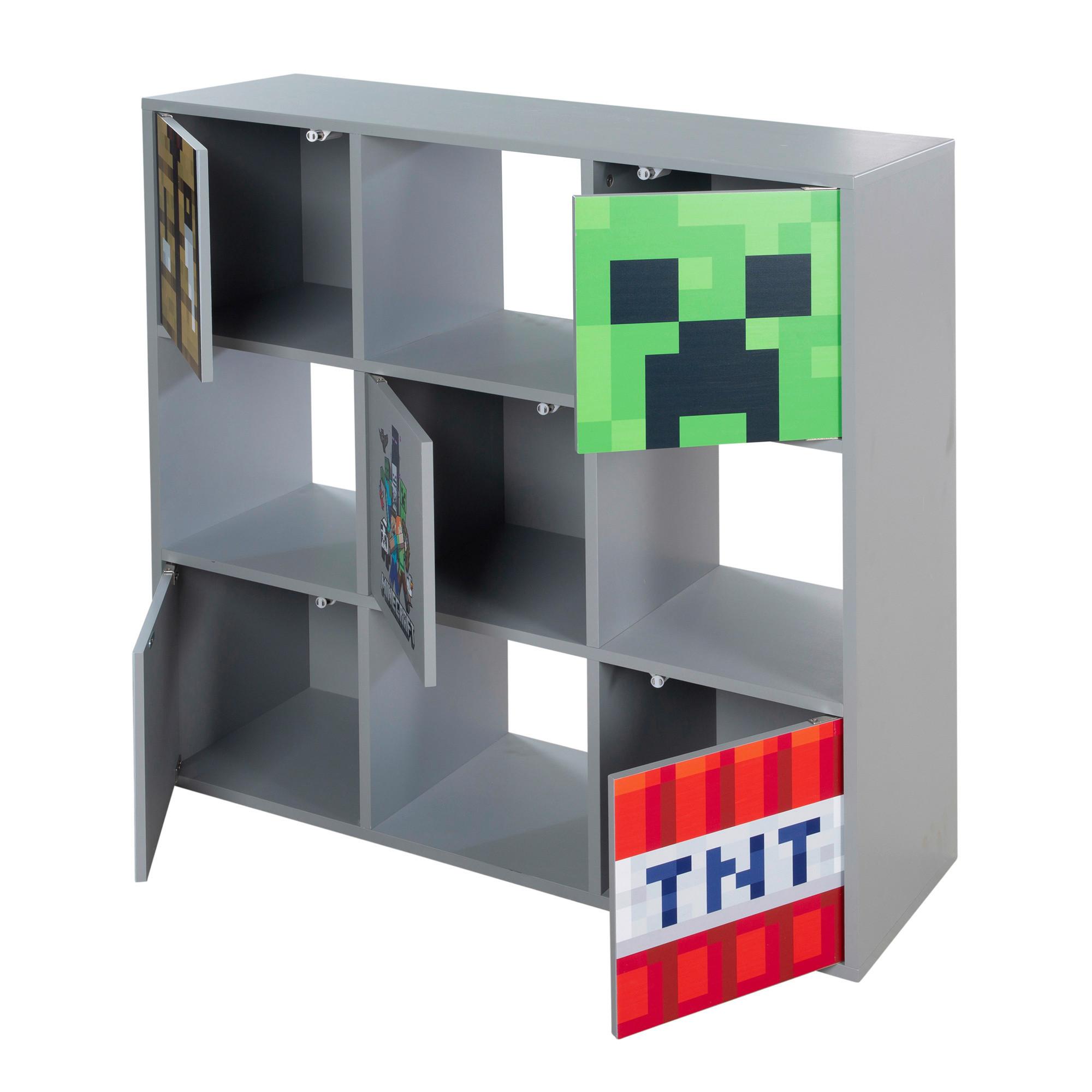Regal Minecraft ca. 90x90x30 cm Grau - Multicolor/Grau, MODERN, Holzwerkstoff (90/90/30cm) - Minecraft
