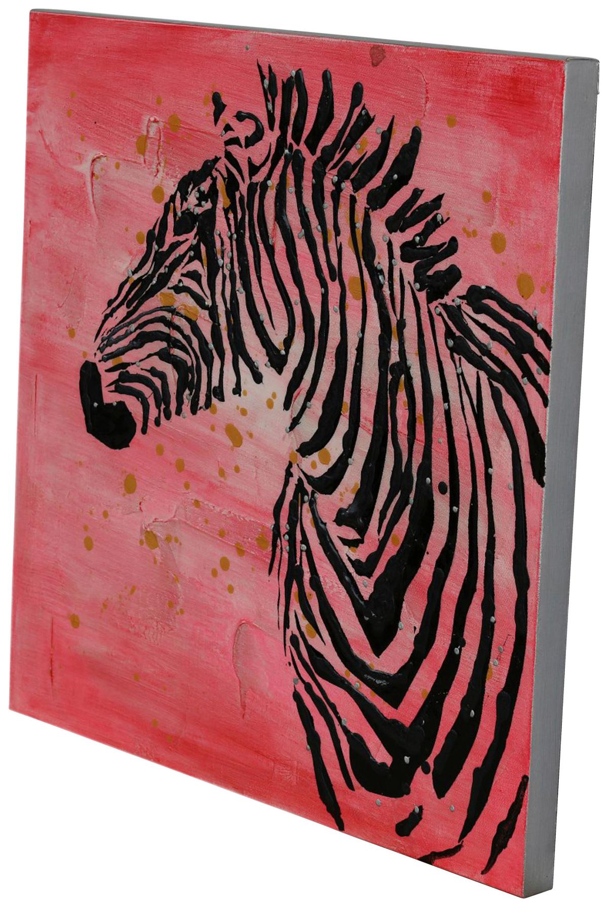 Bild Zebrabild Rot - Rot, Lifestyle, Textil (70/70/3,8cm) - Kayoom