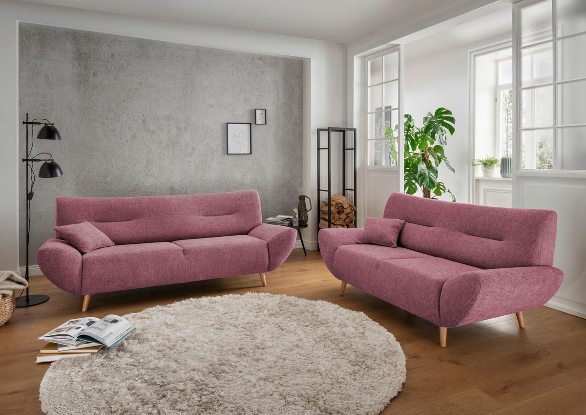3-Sitzer-Sofa Drago Brombeere Chenille - Wildeiche/Brombeere, MODERN, Holz/Textil (205/81/90cm) - MID.YOU