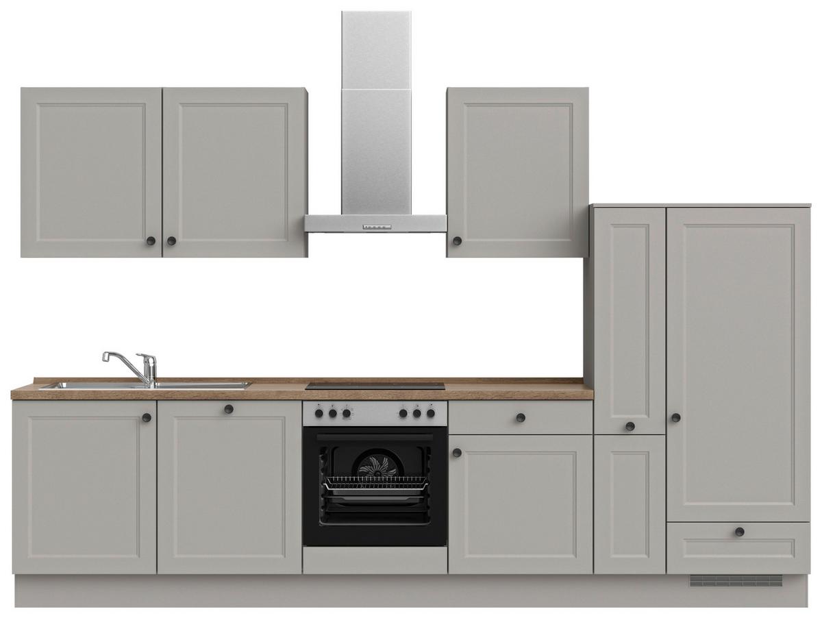 Küchenblock Cascada Low m. Geräten Grau - Eiche dunkel/Schwarz, MODERN, Holzwerkstoff/Metall (330cm) - Nobilia