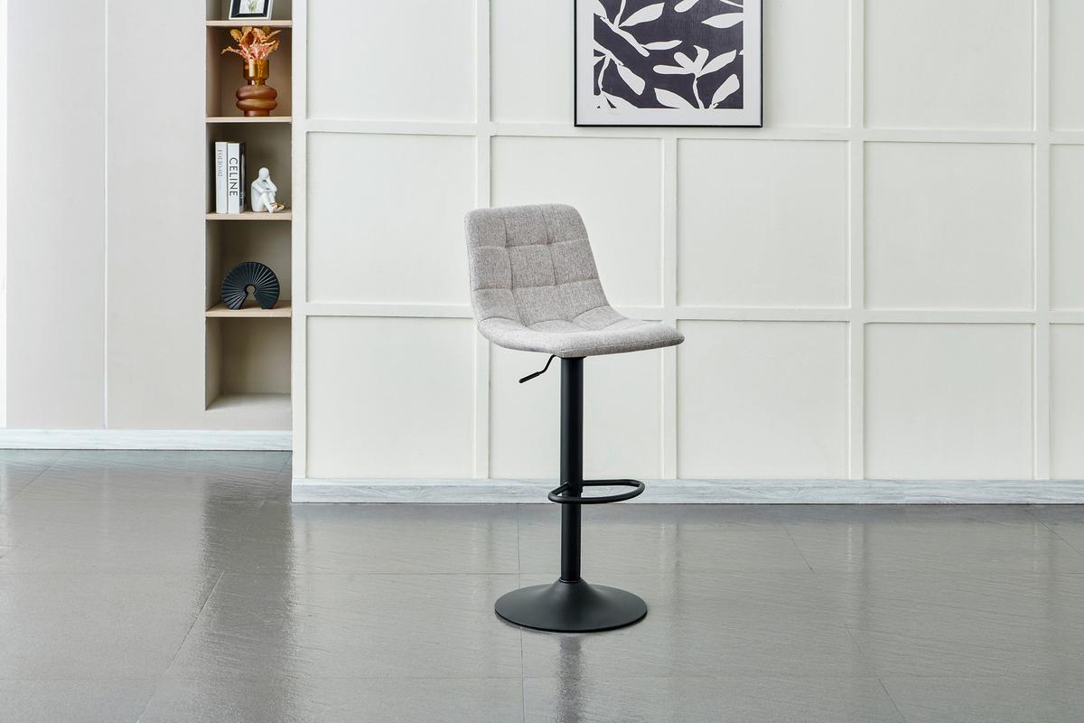 STOŁEK BAROWY JEFF -EXKLUSIV- - czarny/taupe, Design, metal/tkanina (43/90-112/47cm) - Stylife
