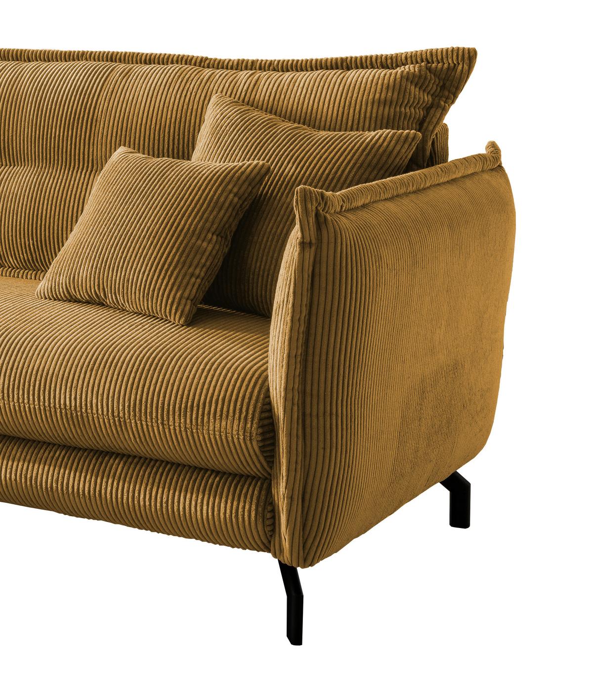 Wohnlandschaft Lava Goldfarben Cord - Goldfarben/Schwarz, MODERN, Textil/Metall (180/255cm) - Livetastic