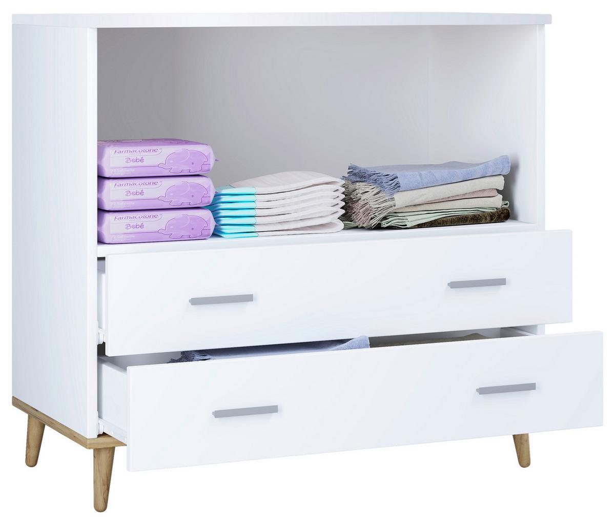 Wickelkommode Landos ca. 80 cm Weiß/Honigeiche - Weiß/Grau, MODERN, Holzwerkstoff/Kunststoff (60/93/49cm) - MID.YOU