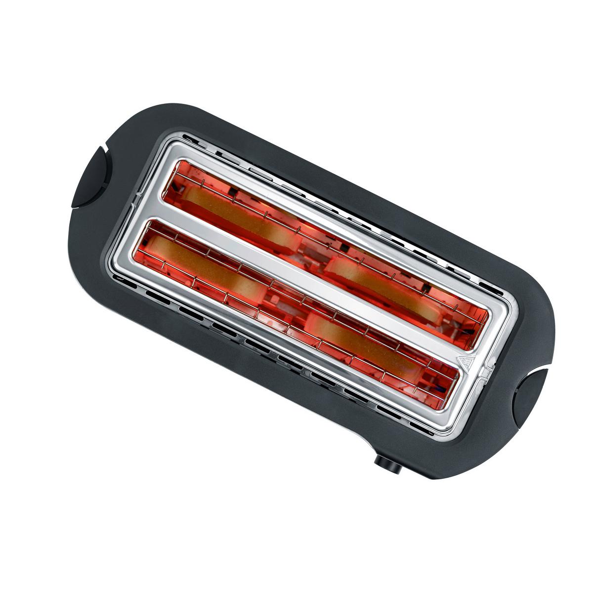 Toaster AT 2590 max. 1400 Watt - Edelstahlfarben/Schwarz, Kunststoff/Metall (38/16,5/19cm) - Severin