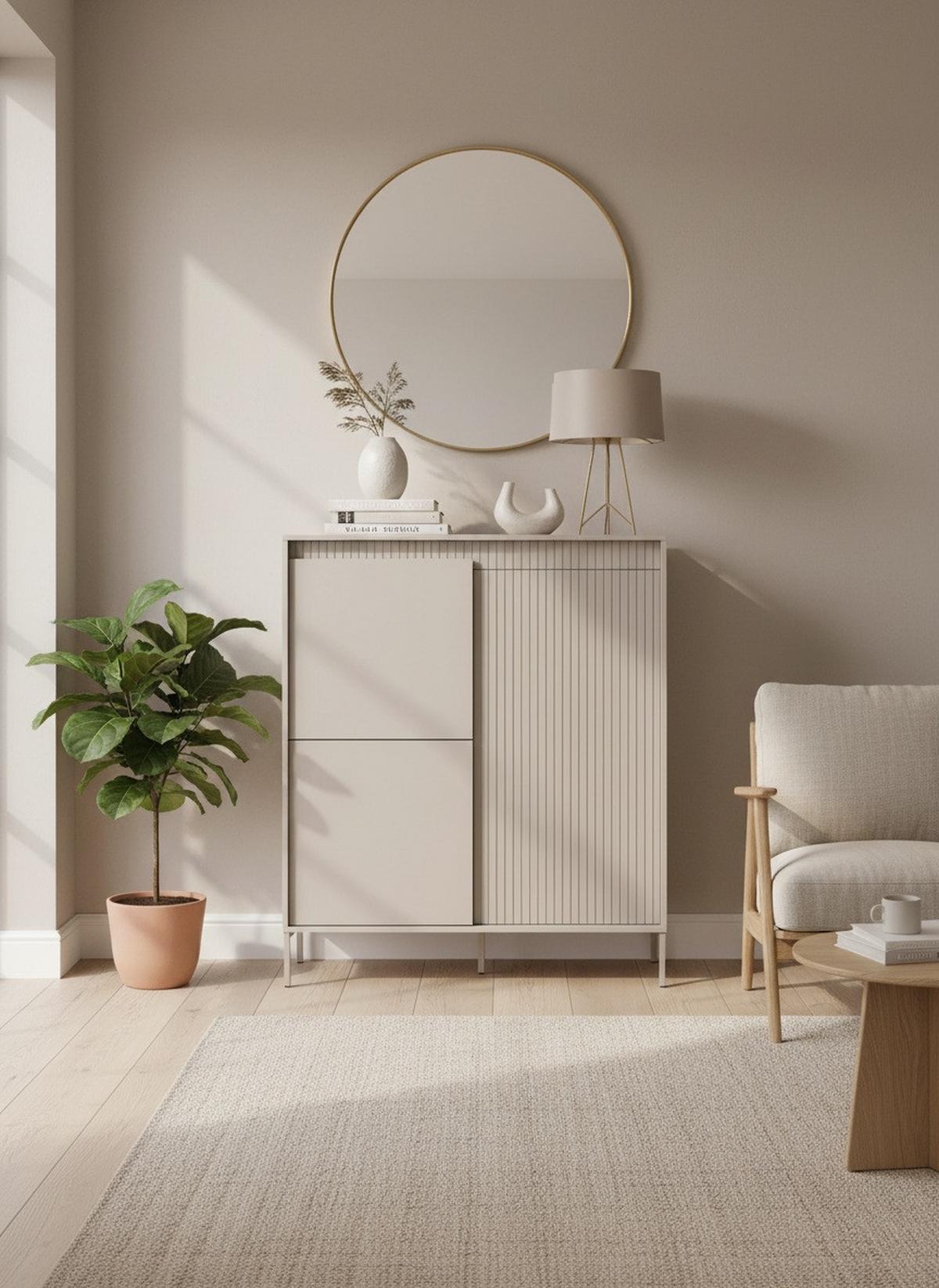 KOMODA WYSOKA SELINA - kaszmir, Trend, materiał drewnopochodny/metal (102,8/123,2/40cm) - Xora
