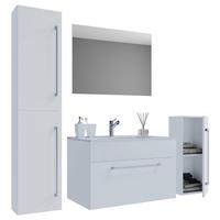 Kopalnica Badinos, Bela - bela/barve aluminija, Moderno, kovina/leseni material (126cm) - MID.YOU