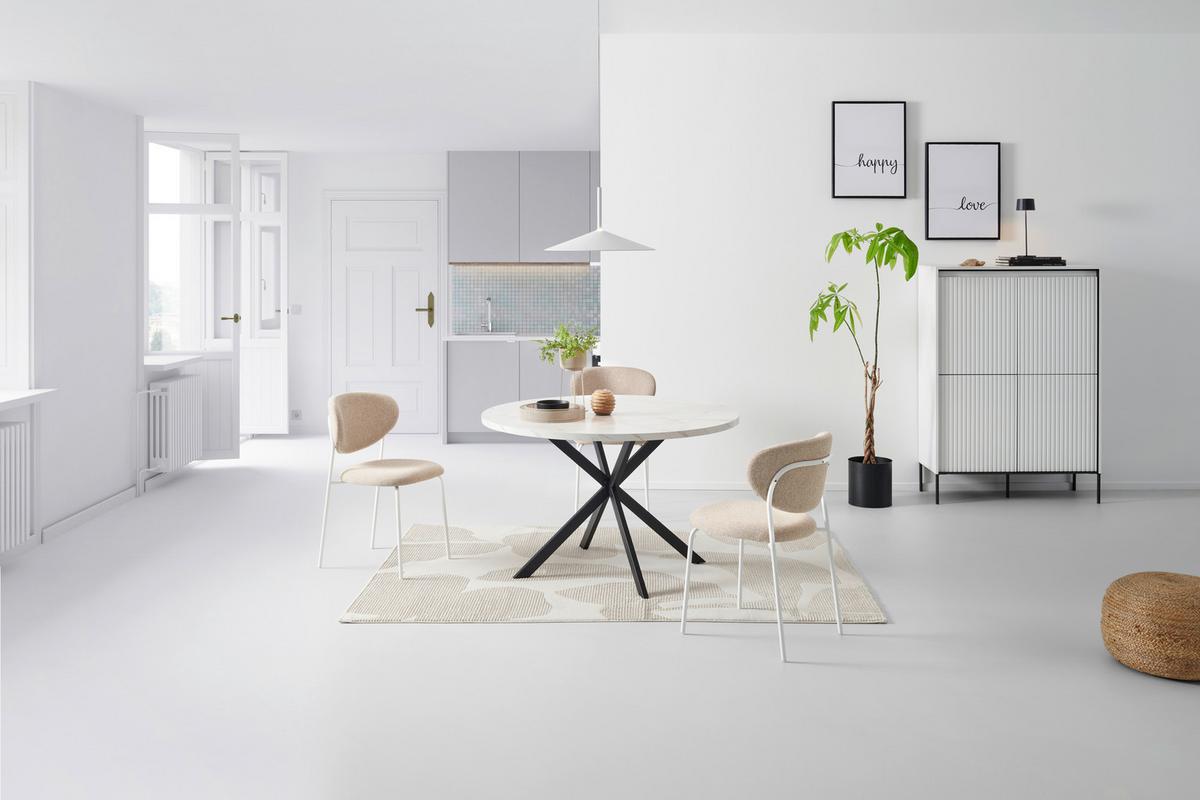 STÓŁ DO JADALNI MONTE - czarny/biały, Modern, materiał drewnopochodny/metal (120/120/75cm) - MID.YOU