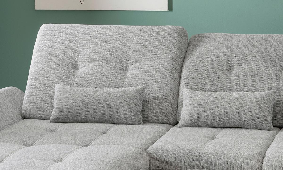 Wohnlandschaft Dalida Silberfarben Chenille - Chromfarben/Silberfarben, Design, Textil/Metall (195/376/254cm) - Livetastic