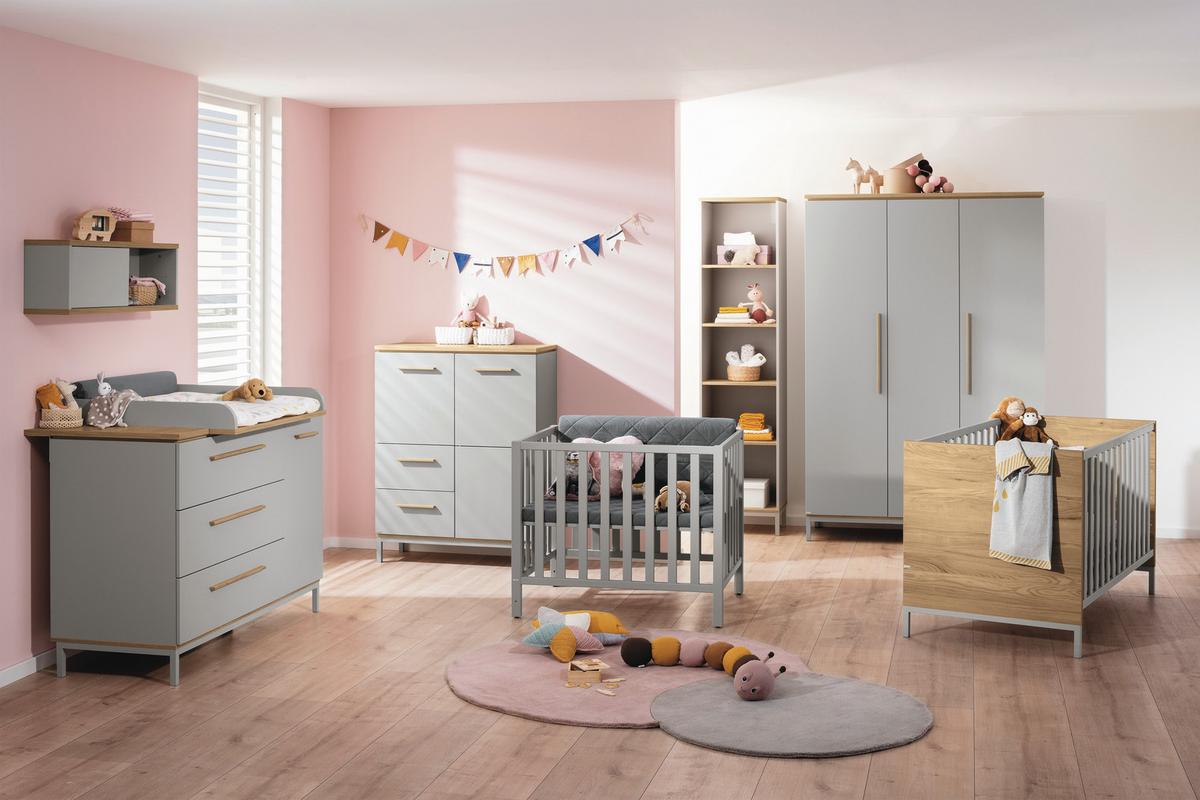 REGAŁ ŚCIENNY 1297434 BENNE - kolor dębowy/jasnoszary, Basics, materiał drewnopochodny (86,4/29,0/20,0cm) - Paidi