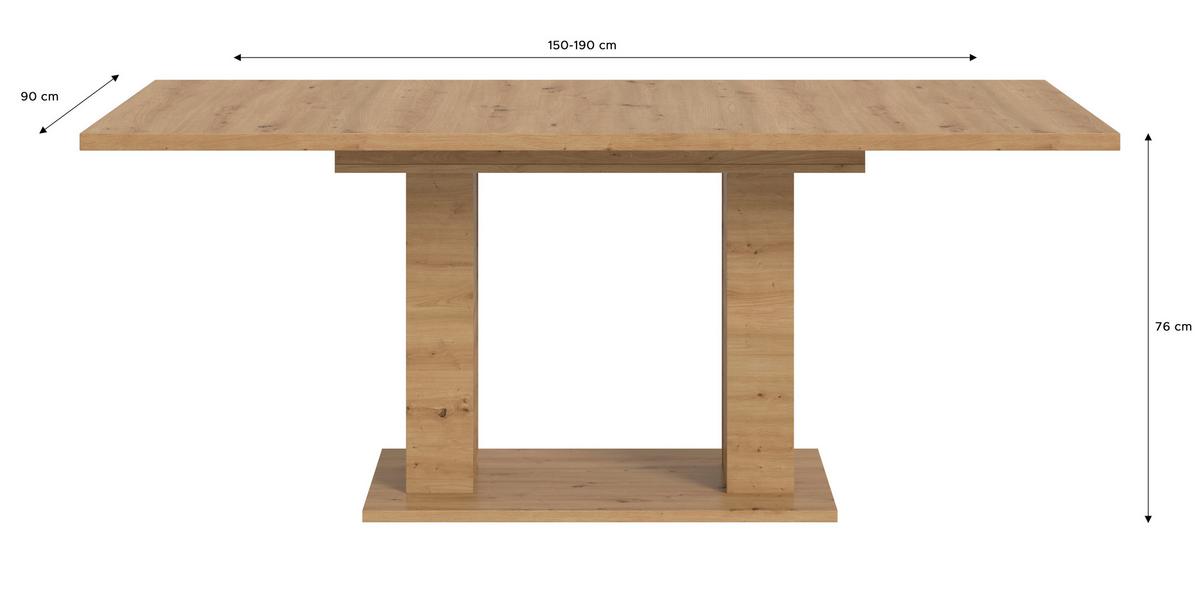 Ausziehtisch Marlon ca. 150-190 cm Artisan Eiche - Eiche Artisan, KONVENTIONELL, Holzwerkstoff (150-190/90/76cm)