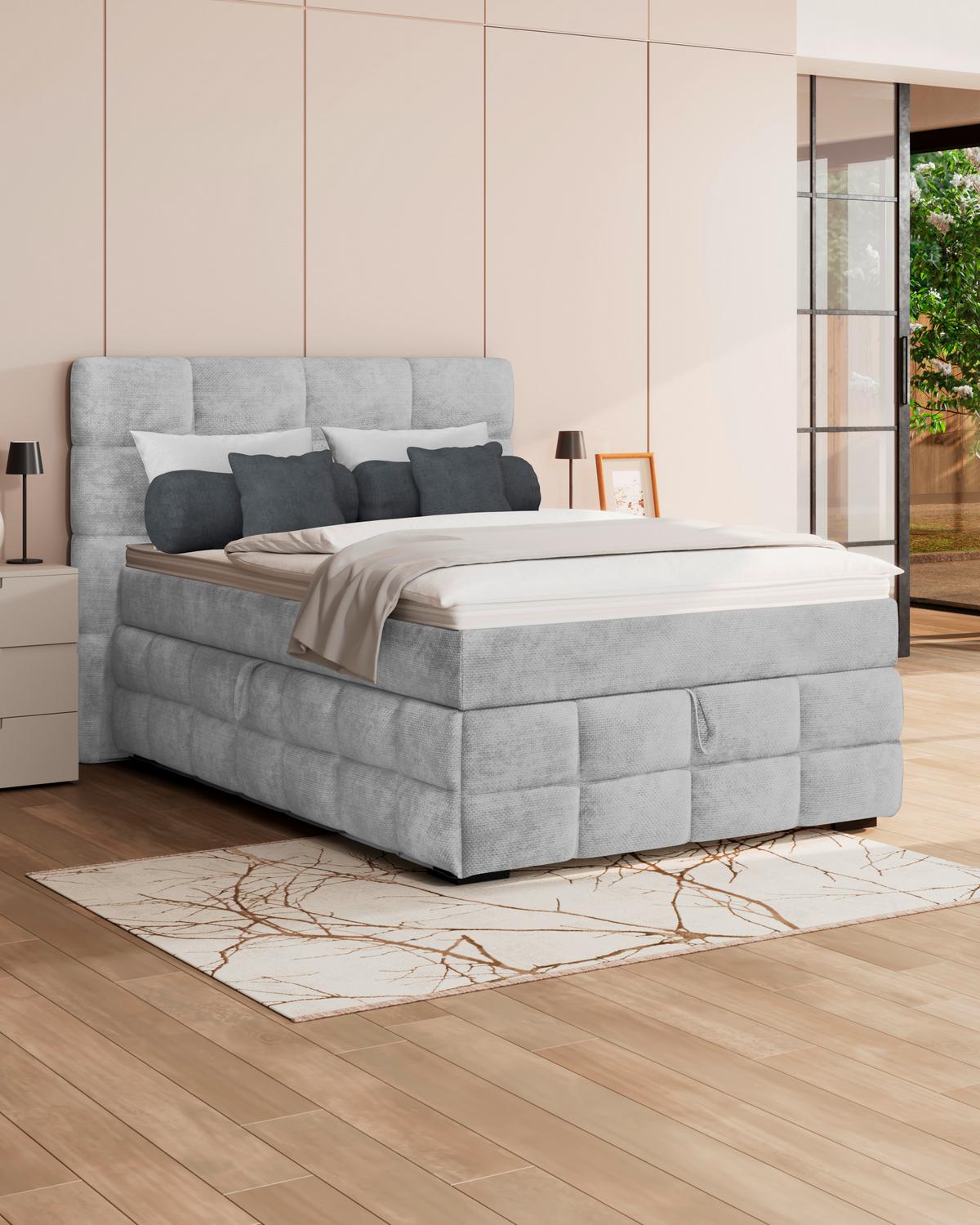 PAT BOX VEGA - gri deschis/alb, Trend, lemn/textil (120/200cm) - Modern Living