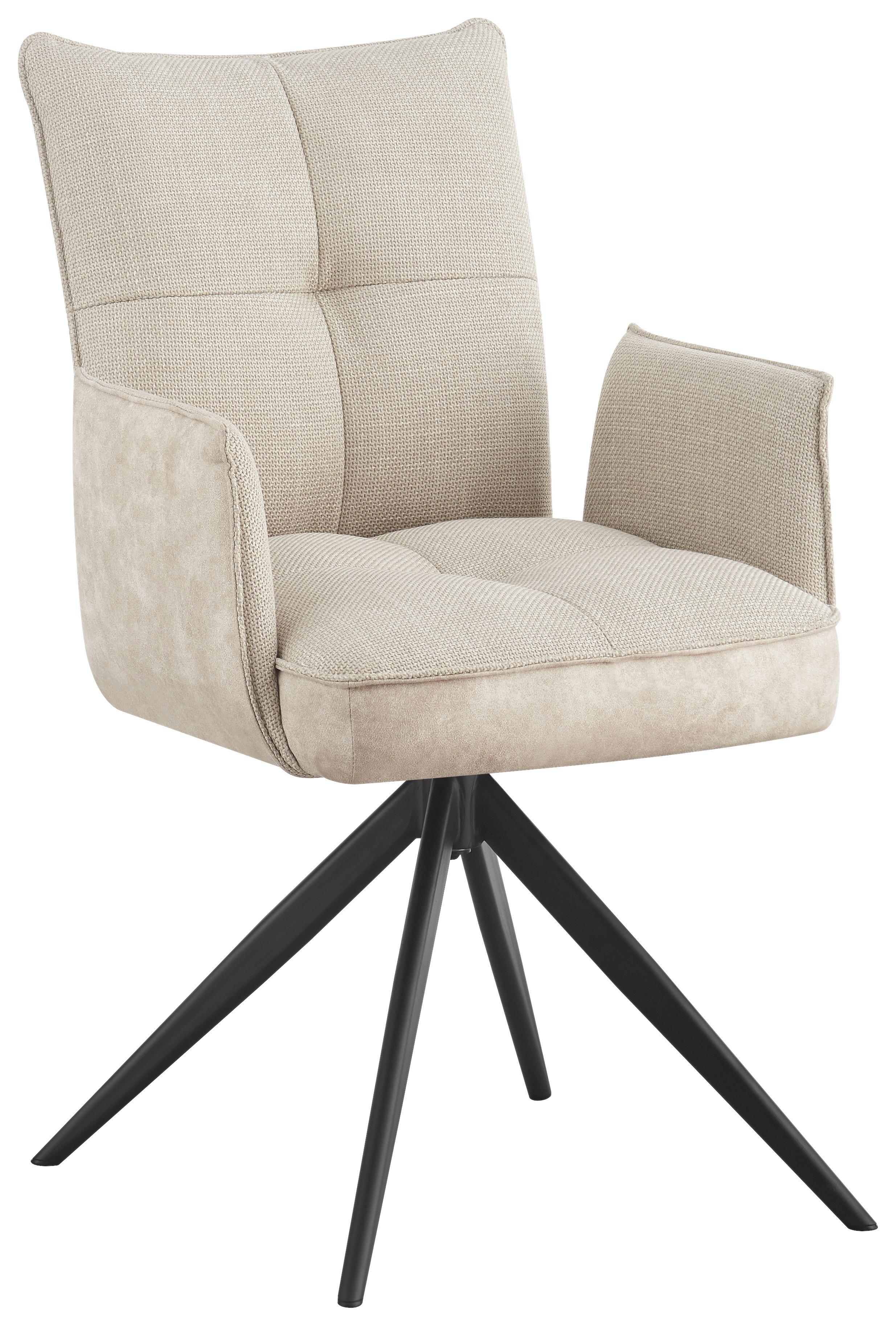 Armlehnstuhl Maya Beige - Beige/Schwarz, MODERN, Textil/Metall (59/89/65cm) - Premium Living