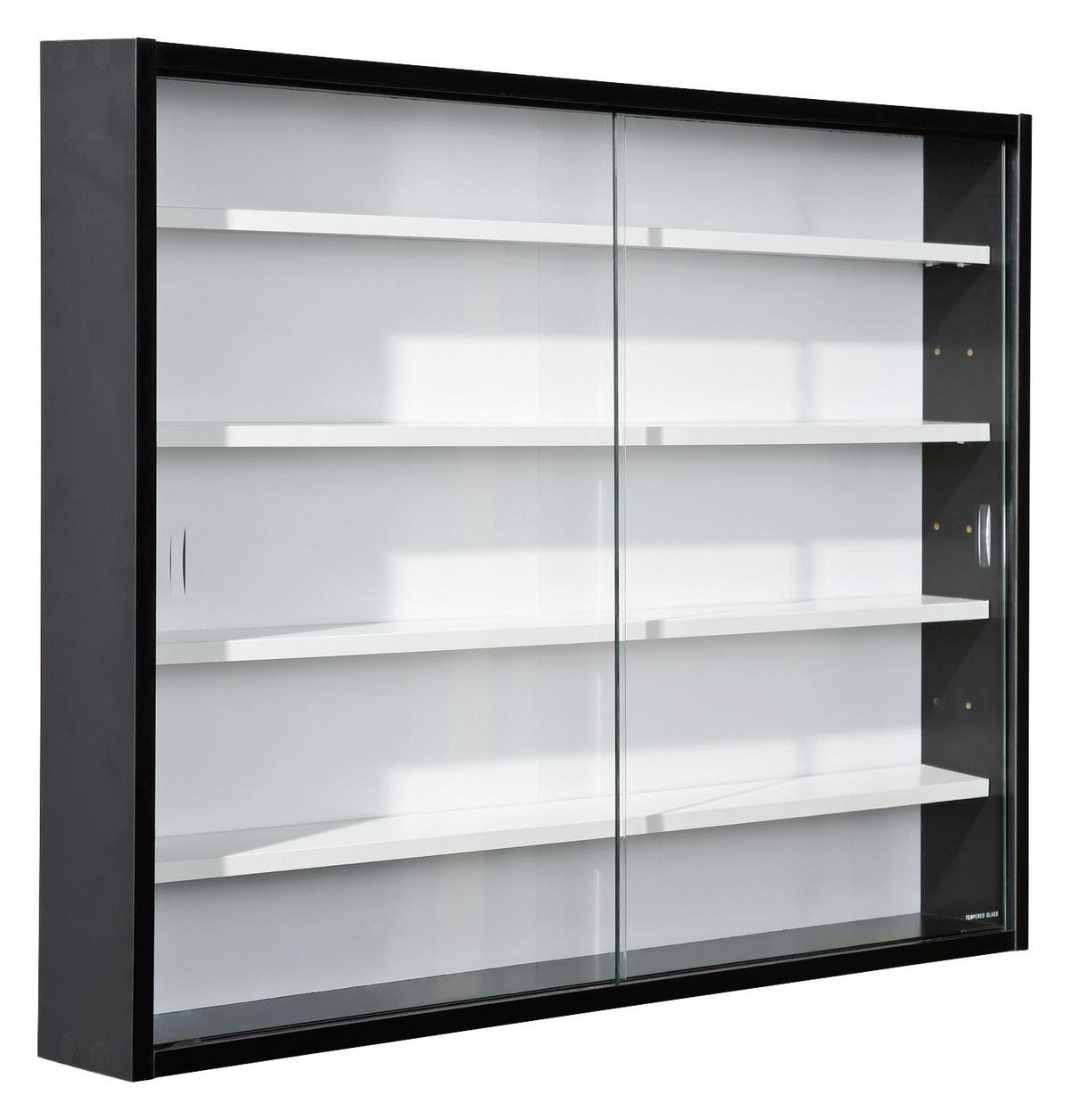 Hängevitrine in Schwarz - Schwarz/Weiß, Glas/Holzwerkstoff (80/60/9.5cm) - Mömax