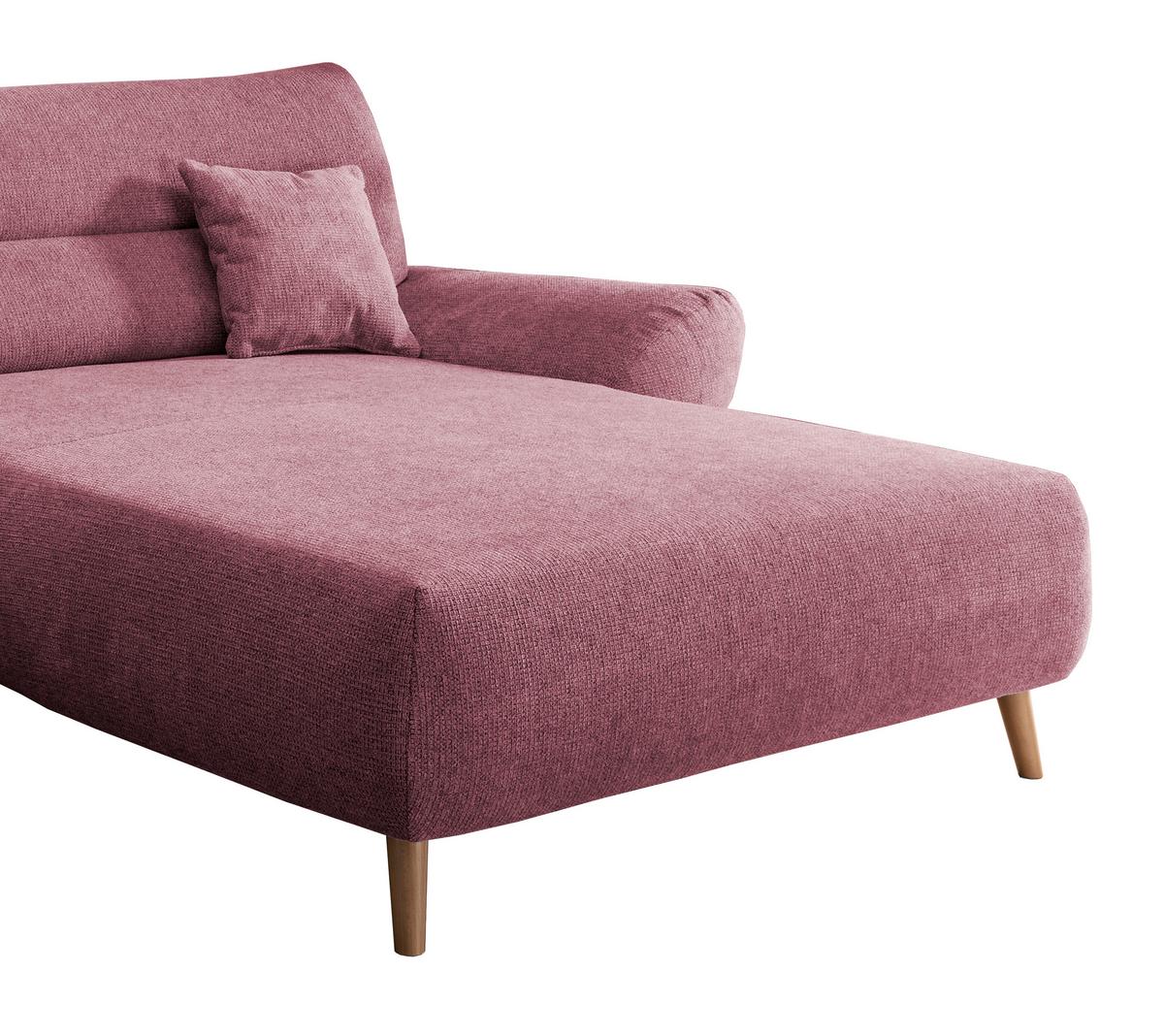 Wohnlandschaft Drago Brombeere Chenille - Wildeiche/Brombeere, MODERN, Holz/Textil (290/166cm) - MID.YOU