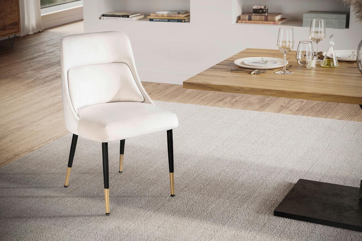 STUHL WL6.998 - Beige/Goldfarben, Design, Textil/Metall (49/85/56cm) - Livetastic