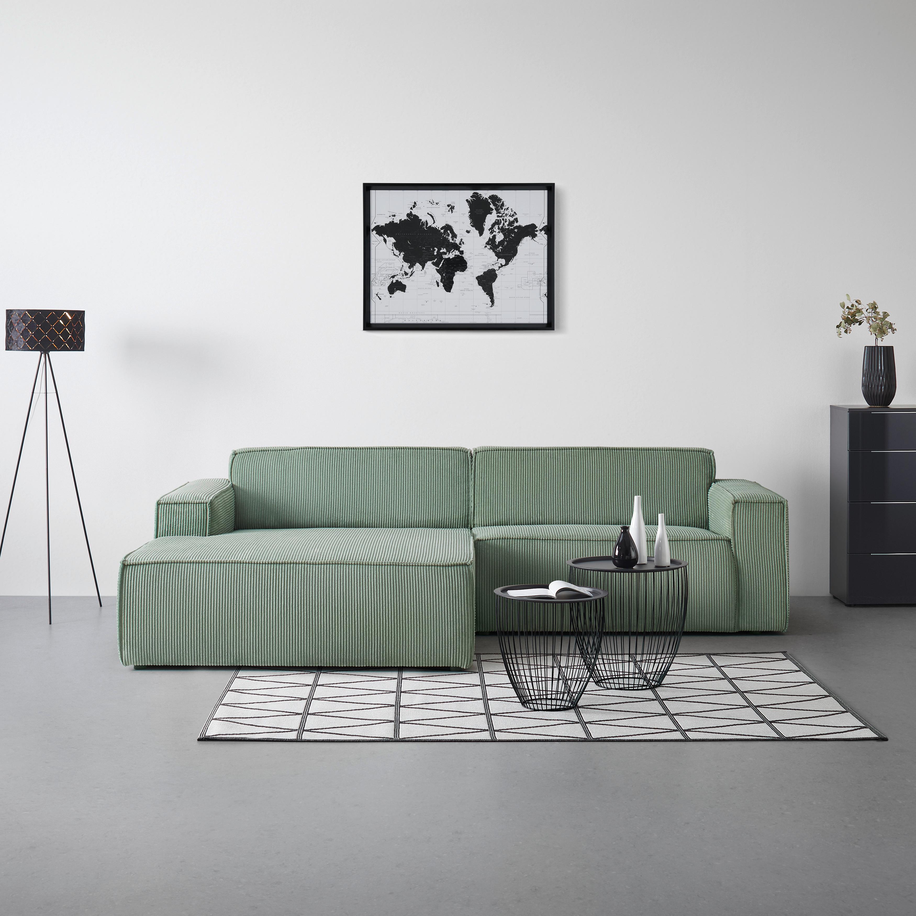 Sedežna Garnitura Loft - črna/svetlo zelena, Moderno, kovina/tekstil (172/75/265cm) - Mömax