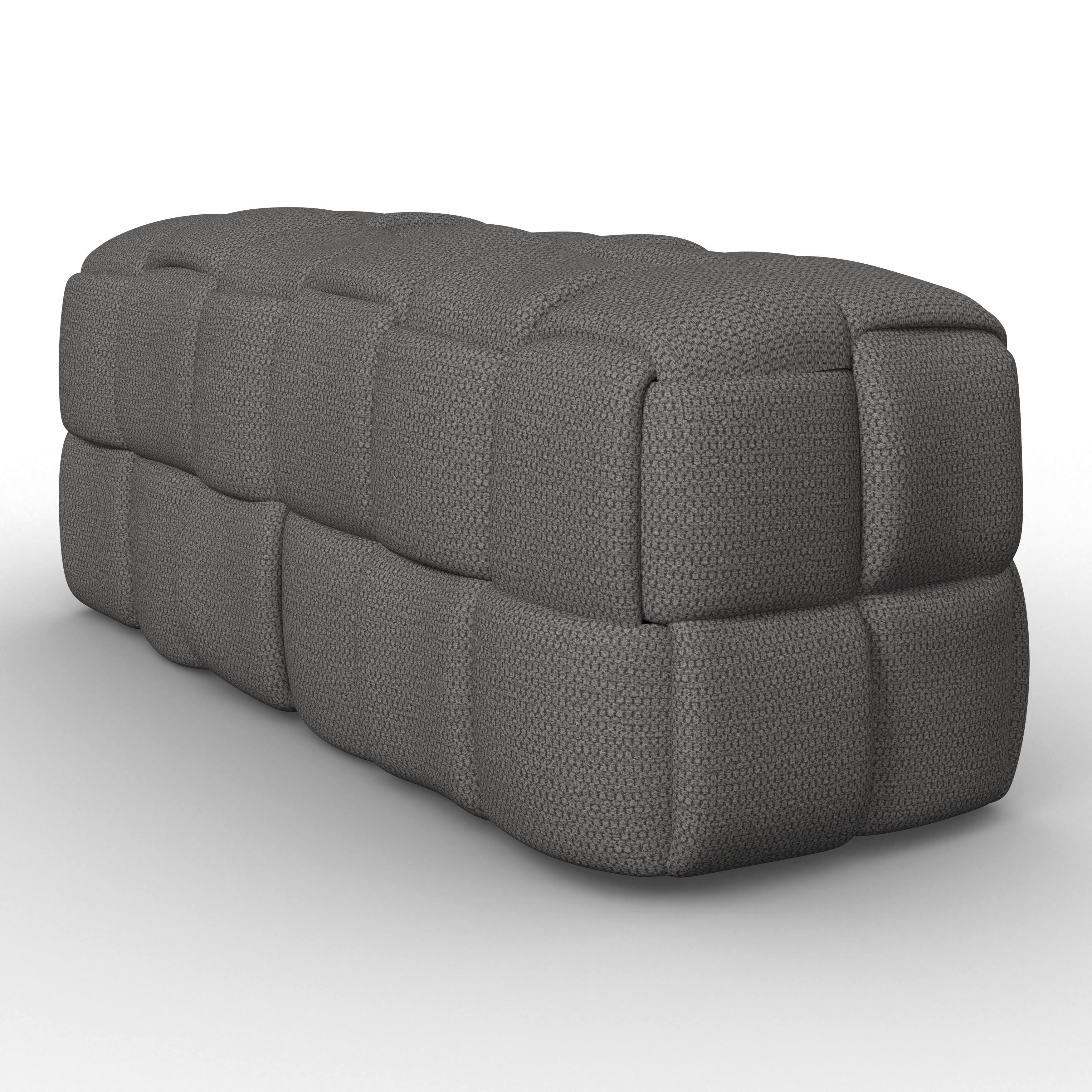 Bettbank Ella Bouclé Dunkelgrau - Dunkelgrau/Schwarz, MODERN, Holz/Kunststoff (110/45/45cm) - Bessagi Home