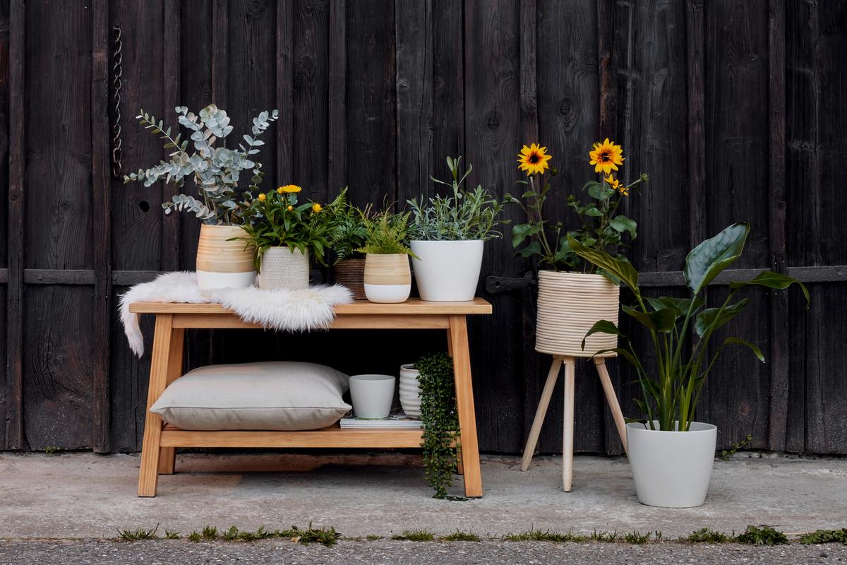 Kaspó Naturelle - natúr/fehér, Konventionell, természetes anyagok (16/19cm) - Zandiara