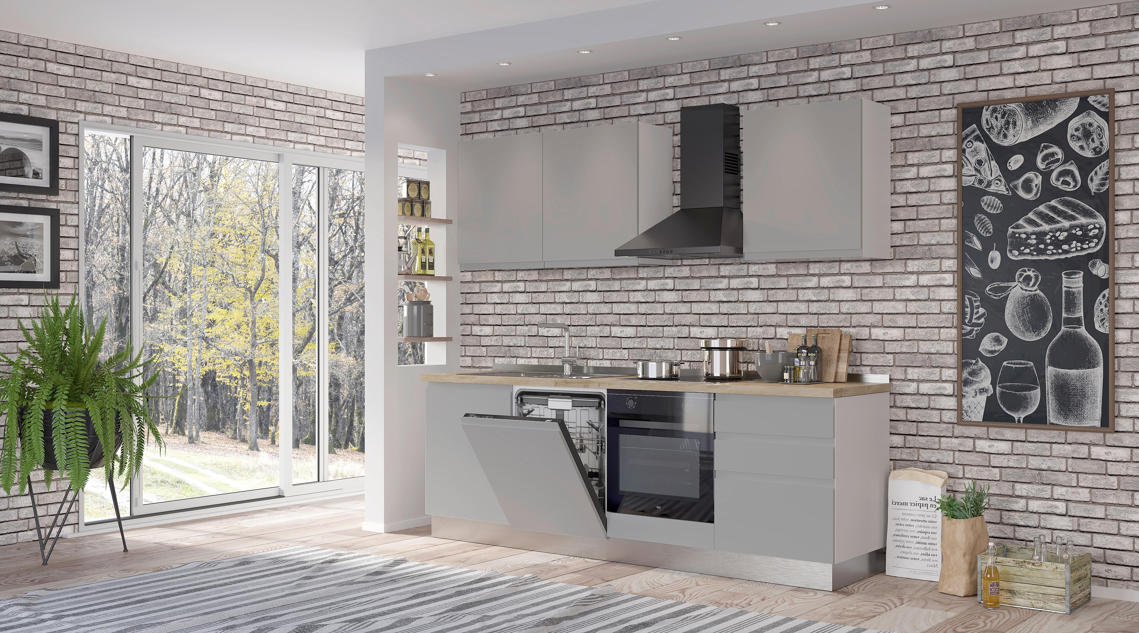 Blok Kuhinja S Aparatima Gilda Gola - bijela/siva, Moderno, drvni materijal/drvo (240/216/60cm) - Modern Living