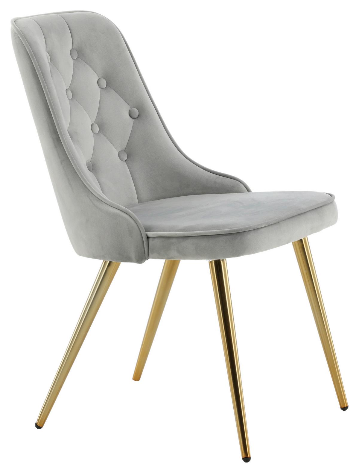 STUHL-SET VELVET DELUXE - Goldfarben/Hellgrau, Design, Kunststoff/Textil (50/88.5/66cm) - Livetastic