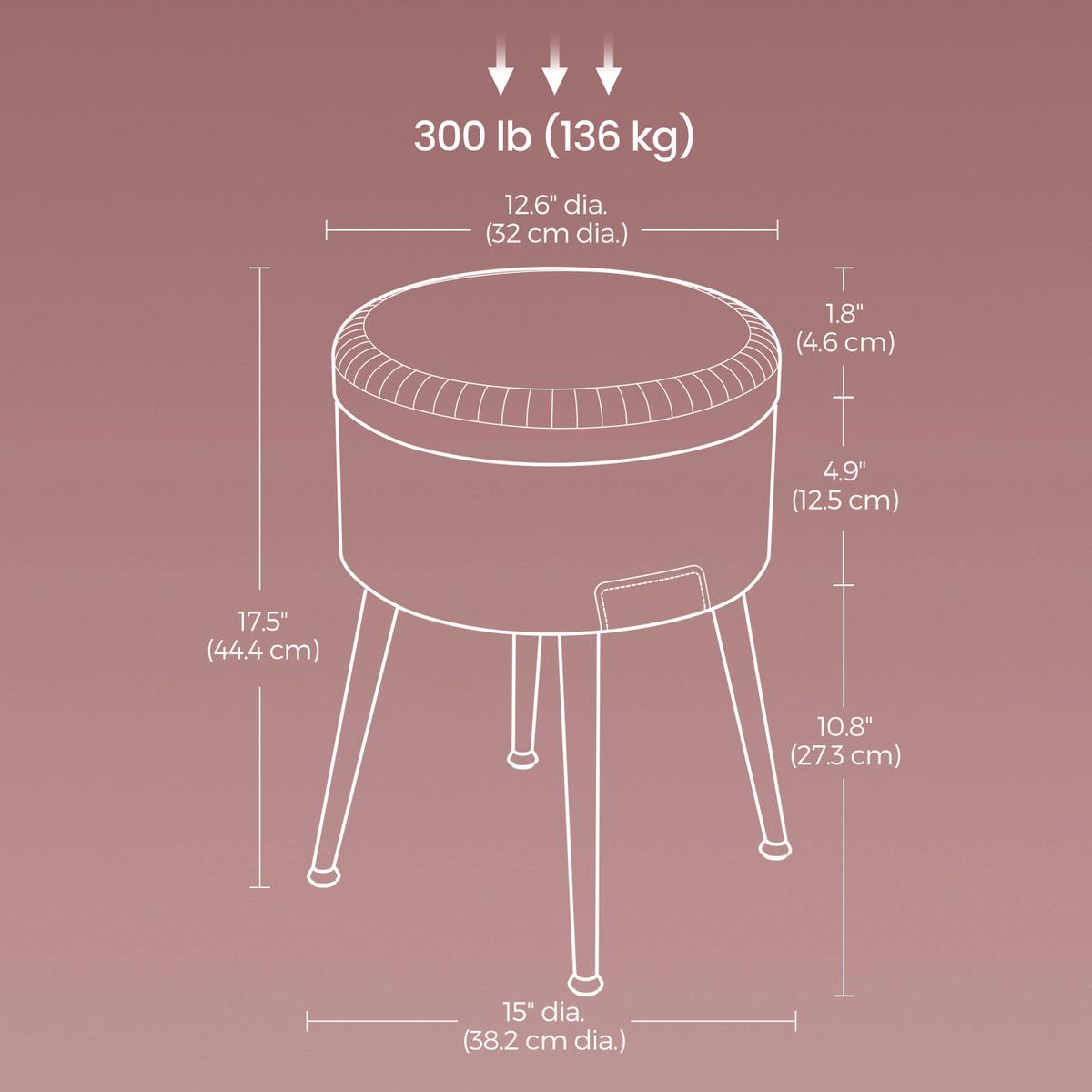 Hocker in Cognac/Schwarz aus Metall, Lederlook - Cognac/Creme, Trend, Holzwerkstoff/Textil (32/44/32cm) - MID.YOU