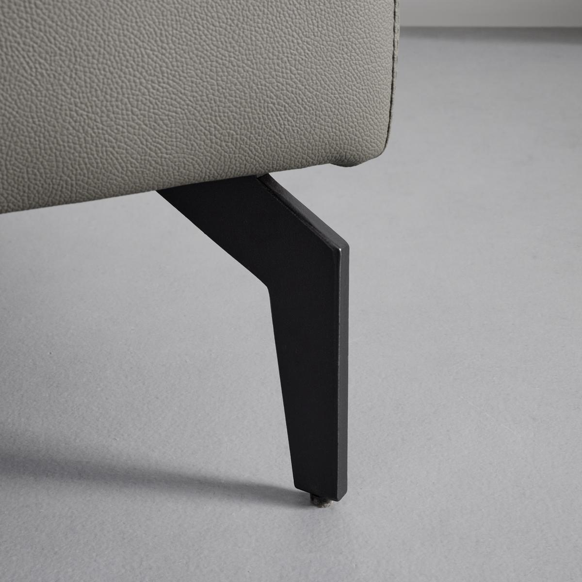 Sofa grau, "Bella", Leder - Schwarz/Grau, Modern, Leder/Holz (157/78/90cm) - Bessagi Home