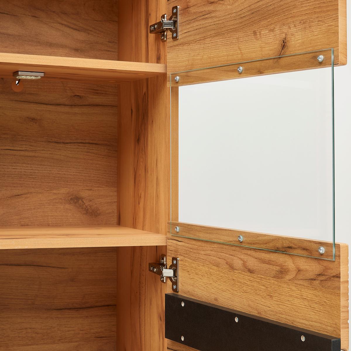 Vitrina Alana, Barva Bukve - Moderno, umetna masa/steklo (71,8/195,4/33cm) - Mömax