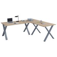 Kotna Pisalna Miza Lona, Hrast, 220x160cm - srebrne barve/hrast sonoma, Moderno, kovina/leseni material (220/160/76cm) - MID.YOU