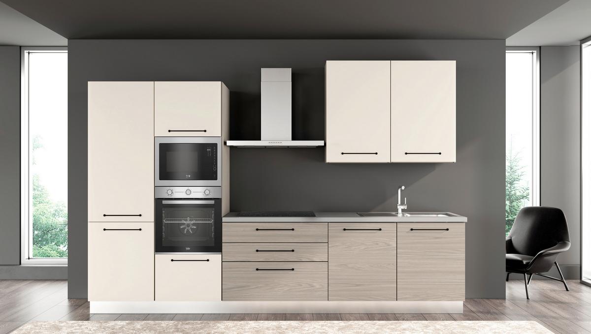 Blok Kuhinja S Aparatima Line 330 - siva/crna, Konvencionalno, drvo/metal (330/216-240/60cm)