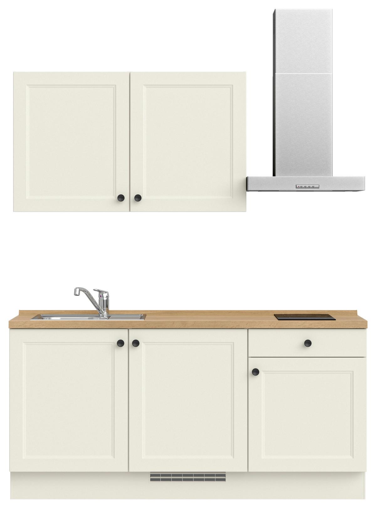 Küchenblock Cascada Low m. Geräten Weiß - Eichefarben/Schwarz, MODERN, Holzwerkstoff/Metall (180cm) - Nobilia