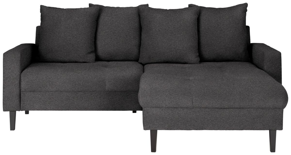 Ecksofa Boston Dunkelgrau - Dunkelgrau/Schwarz, Konventionell, Holz/Textil (215/92/160cm) - Based