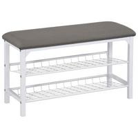 Bancă pentru hol Winny - alb/gri, Modern, metal/textil (76/45/29cm) - Modern Living