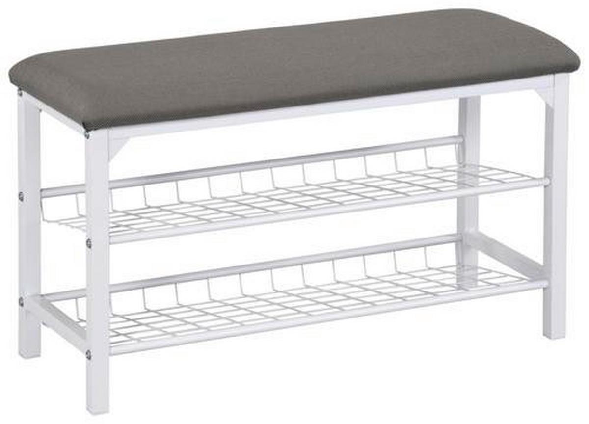 Bancă pentru hol Winny - alb/gri, Modern, metal/textil (76/45/29cm) - Modern Living