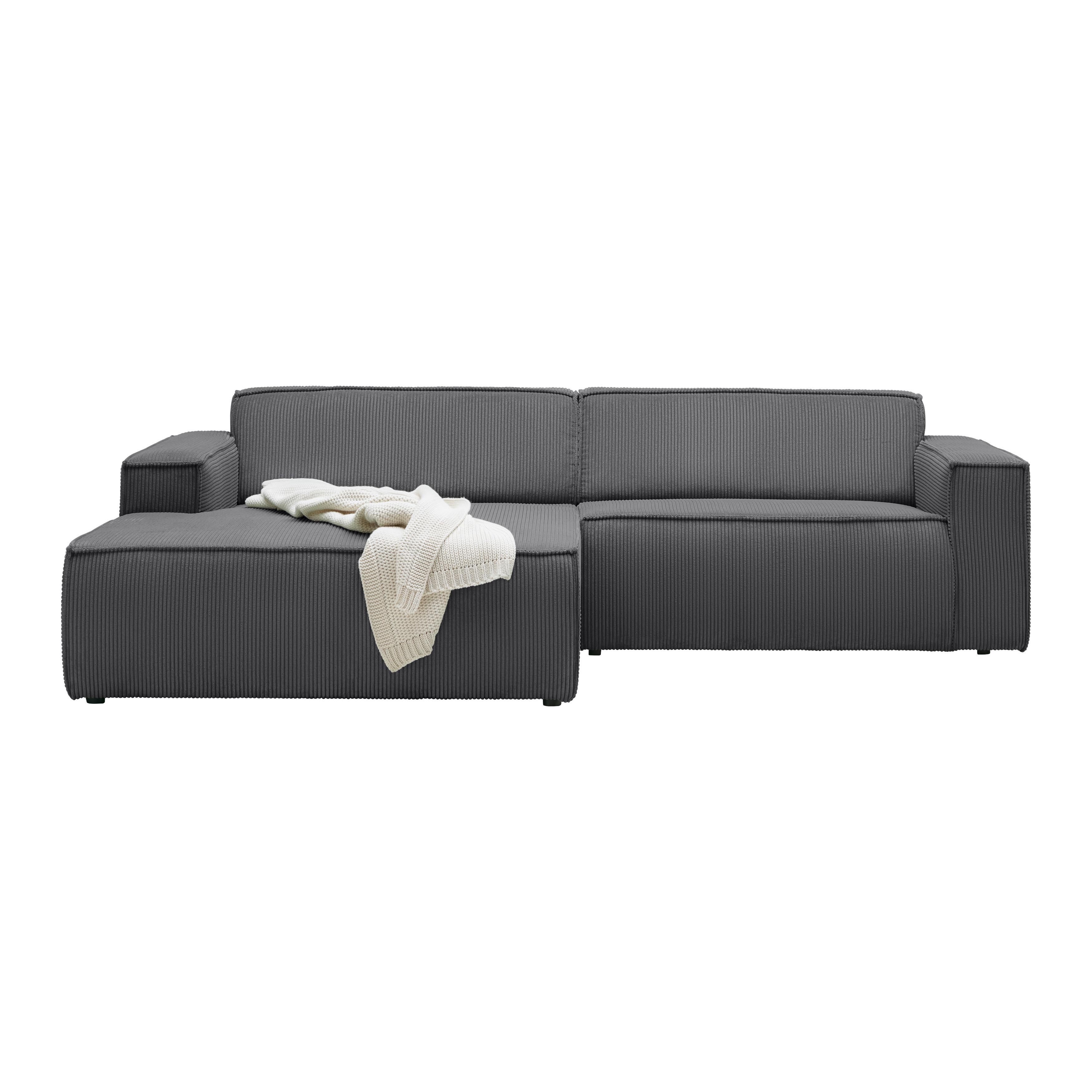 DUŻY NAROŻNIK LOFT -TOP- - antracytowy/czarny, Modern, metal/tkanina (172/75/265cm) - Mömax