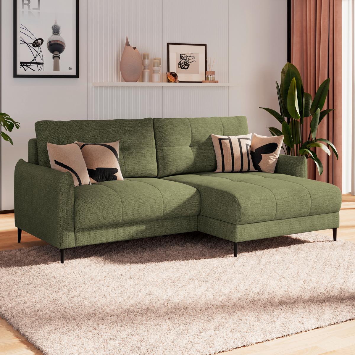 Kutna Garnitura Polis - zelena/crna, Trend, tekstil/metal (221/142cm) - Ondega