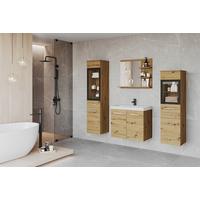 Badmöbel-Set 5-tlg. Madrit mit LED ca. 120 cm Eiche Artisan - Eiche Artisan/Weiß, LIFESTYLE, Glas/Holzwerkstoff (120cm) - P & B